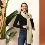 Green Wool Herringbone Muffler Women's For Gift - Image 4