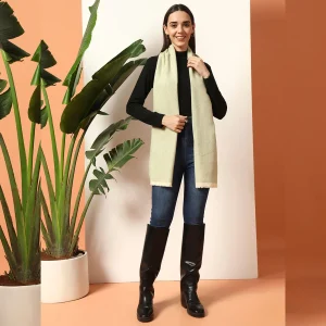 Green Wool Herringbone Muffler Women's For Gift - Image 5