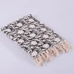 Handloom Cotton Sofa Throw Black Floral Hand Block Printed - Image 2