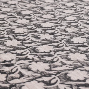 Handloom Cotton Sofa Throw Black Floral Hand Block Printed - Image 5
