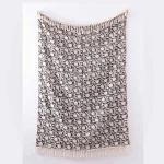 Handloom Cotton Sofa Throw Black Floral Hand Block Printed - Image 6