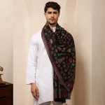 Handmade Black Leaf Wool Shawl Kullu Gift - Image 3