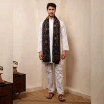 Handmade Black Leaf Wool Shawl Kullu Gift - Image 7