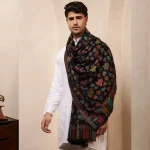 Handmade Black Leaf Wool Shawl Kullu Gift - Image 4