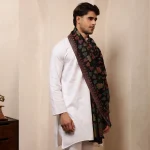 Handmade Black Leaf Wool Shawl Kullu Gift - Image 5