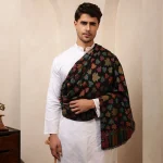 Handmade Black Leaf Wool Shawl Kullu Gift - Image 2