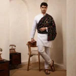 Handmade Black Leaf Wool Shawl Kullu Gift - Image 6