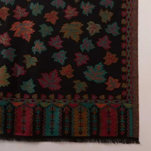 Handmade Black Leaf Wool Shawl Kullu Gift - Image 9