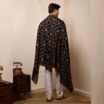 Handmade Black Leaf Wool Shawl Kullu Gift - Image 8