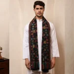 Handmade Black Leaf Wool Shawl Kullu Gift