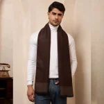 Handmade Brown Abstract Scarf Men's Winter Wool Muffler