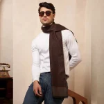 Handmade Brown Abstract Scarf Men's Winter Wool Muffler - Image 2