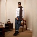 Handmade Brown Abstract Scarf Men's Winter Wool Muffler - Image 5