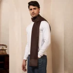 Handmade Brown Abstract Scarf Men's Winter Wool Muffler - Image 3
