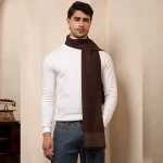 Handmade Brown Abstract Scarf Men's Winter Wool Muffler - Image 4