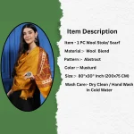 Handwoven Kashmiri Pashmina Stole with Mustard Abstract Design - Image 7