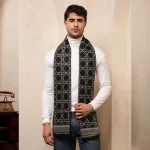 Indian Black Color Soft Wool Muffler Tartan Pattern - Image 2