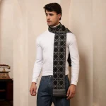 Indian Black Color Soft Wool Muffler Tartan Pattern - Image 3