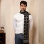 Indian Black Color Soft Wool Muffler Tartan Pattern - Image 4