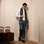 Indian Black Color Soft Wool Muffler Tartan Pattern - Image 5