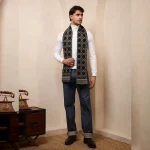 Indian Black Color Soft Wool Muffler Tartan Pattern - Image 6