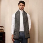 Indian Gray Abstract Reversible Scarf Winter Wool Muffler - Image 2