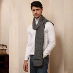 Indian Gray Abstract Reversible Scarf Winter Wool Muffler - Image 3