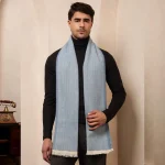Indian Handmade Blue Herringbone Wool Muffler
