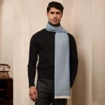 Indian Handmade Blue Herringbone Wool Muffler - Image 4