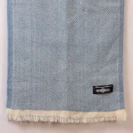 Indian Handmade Blue Herringbone Wool Muffler - Image 8