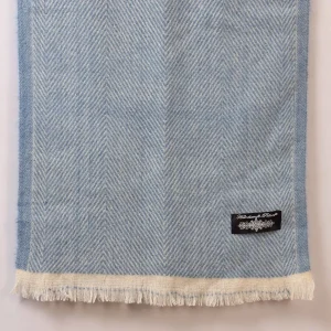 Indian Handmade Blue Herringbone Wool Muffler - Image 8