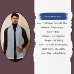 Indian Handmade Blue Herringbone Wool Muffler - Image 9