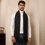Indian Handmade Winter Wool Muffler Black Striped & Triangle