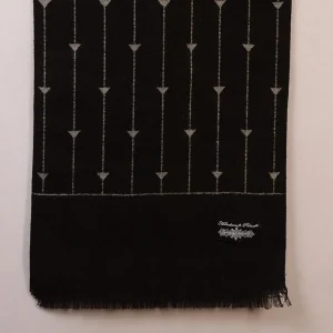 Indian Handmade Winter Wool Muffler Black Striped & Triangle - Image 8