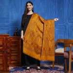 Indian Mustard Jacquard Winter Wool Shawl - Image 3