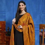 Indian Mustard Jacquard Winter Wool Shawl