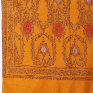 Indian Mustard Jacquard Winter Wool Shawl - Image 6