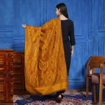 Indian Mustard Jacquard Winter Wool Shawl - Image 5