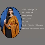 Indian Mustard Jacquard Winter Wool Shawl - Image 7
