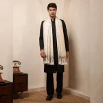 Indian Pashmina Soft Wool Shawl White Floral Cashmere Stole - Image 6