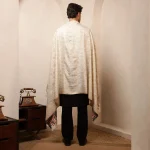 Indian Pashmina Soft Wool Shawl White Floral Cashmere Stole - Image 10