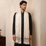 Indian Pashmina Soft Wool Shawl White Floral Cashmere Stole