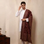 Kashmiri Maroon Floral Shawl Winter Men's Stole - Image 4