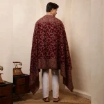 Kashmiri Maroon Floral Shawl Winter Men's Stole - Image 11