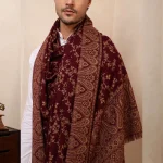 Kashmiri Maroon Floral Shawl Winter Men's Stole - Image 9