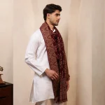Kashmiri Maroon Floral Shawl Winter Men's Stole - Image 6