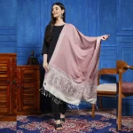 Kashmiri Pink Paisley Wool Stole - Image 4