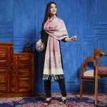 Kashmiri Pink Paisley Wool Stole - Image 3