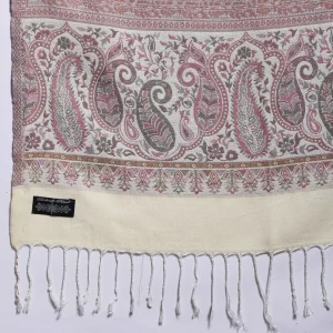 Kashmiri Pink Paisley Wool Stole - Image 6