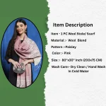 Kashmiri Pink Paisley Wool Stole - Image 7